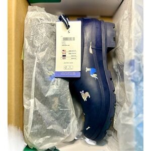 Joules Pop On Rain Clog with Removable Neoprene Sock Lining - Navy Blue - Floral